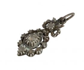 Roosdiamanten antieke zilveren ketting hanger