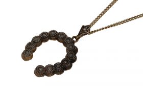 14 karaats gouden antieke hoefijzer ketting hanger roosdiamanten in zilver