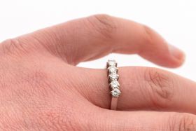 5 diamanten 14 karaats gouden rij ring alliance dames briljant
