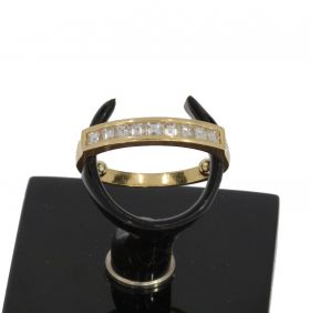 18 karaats gouden ring met 9 baquette geslepen diamanten luxe