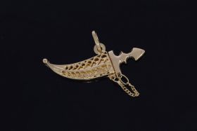 18 karaats gouden dolk ketting hanger unisex