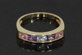 Amethist Topaas Toermalijn 14 karaats gouden dames ring