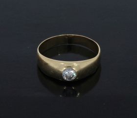 Antieke 14k gouden engelse solitair ring diamant 0,18ct
