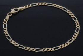 14 karaats bicolor gouden Figaro schakel armband