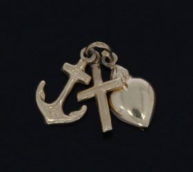 14k geelgouden Geloof Hoop Liefde hanger bedel