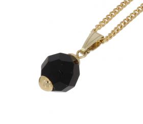 Zwarte git kraal 14k gouden ketting hanger vintage