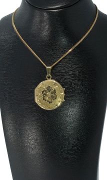 Foto medaillon bloem decor 14 karaats gouden ketting hanger