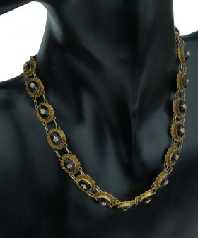 Antiek gouden dames ketting met granaten