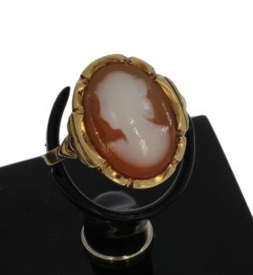 14k geelgouden klassieke schelpcamee dames ring