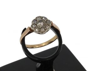 Entourage ring rosegoud 14k 9 roosgeslepen diamanten antiek