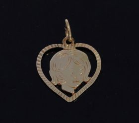 14k gouden kinderkopje bedel hanger meisje
