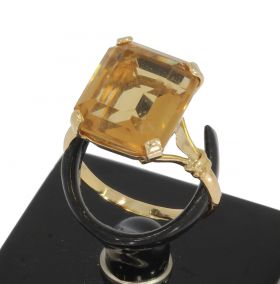 Citrien edelsteen 14 karaats gouden klassieke retro ring