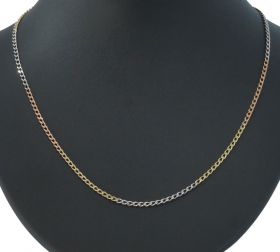 Tricolor gouden 14 karaats gourmet schakel ketting lang model
