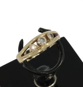 Vintage 14k gouden ring met 3 oudslijpsel diamanten klassiek