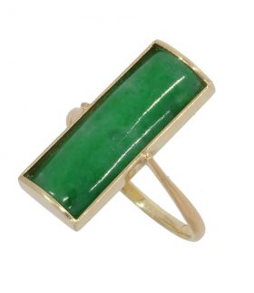 Jade plaquette 14 karaats gouden dames ring klassiek
