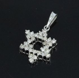 Davidster met 30 diamanten 14 karaats gouden ketting hanger briljant 0,75ct