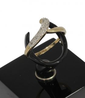 Diamanten geelgouden fantasie dames ring briljant