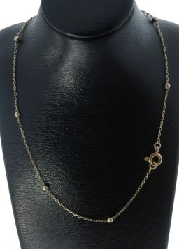 Elegante 14k gouden ankerschakel ketting met bolletjes