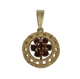 14 karaats gouden design ketting hanger met granaat entourage