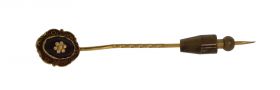 Antieke 19e eeuwse dasspeld met bootjes granaat applique