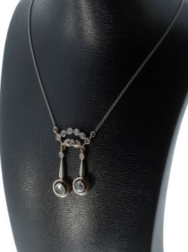 Art Deco diamanten neglige 14k gouden hanger zilveren gourmet ketting