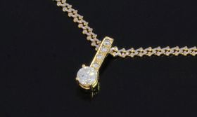 Solitair grote diamant 0,38ct 18 karaats gouden ketting hanger briljant