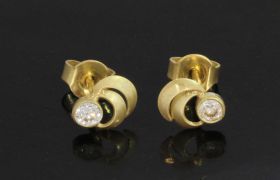14 karaats gouden design oorbellen stekers zirkonia