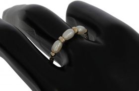 Rijstparel geelgouden design ring met gouden bolletjes