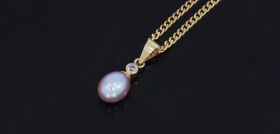 Fraaie parel zirkonia 14 karaats gouden ketting hanger