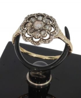 Roosdiamanten antieke 14k gouden rozet ring victoriaans