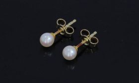 Vintage set 14k gouden zoetwater parel dames oorbellen 4mm