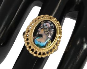 Emaille 14 karaats gouden Limoges ring portret dame