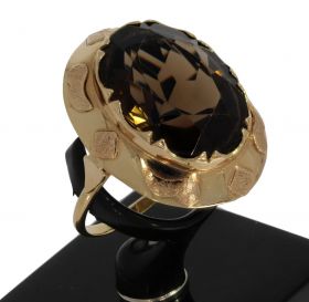 Rookkwarts Vintage 14 karaats geelgouden ring robuust model