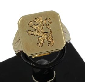 Gouden vintage zegelring met leeuw Holland