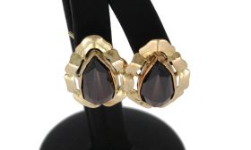 Granaten vintage 14 karaats gouden dames oorbellen facetgeslepen