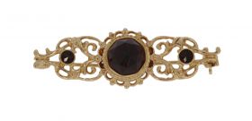 Ajourbewerkte 14 karaats gouden Retro broche granaten
