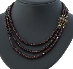Entourage antiek 14k gouden slot 3-strengs granaten ketting