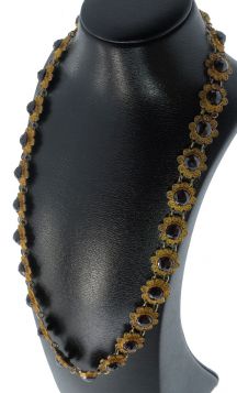 Granaten bootjes ketting antiek 19e eeuws 14k goud