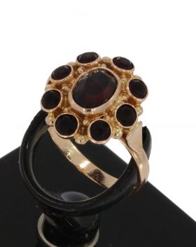 Entourage 14k gouden vintage dames ring granaat
