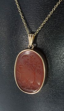 Agaat intaglio ketting hanger vintage antiek handgemaakt