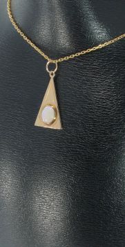 Opaal edelsteen 14k gouden vintage ketting hanger