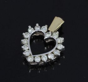 14k gouden bicolor hart hanger 16 diamanten 0,96ct