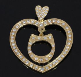 Hart ketting hanger 14k goud groot model met 70 diamanten