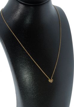 14 karaats gouden anker schakel ketting zirkonia hart hanger nieuw