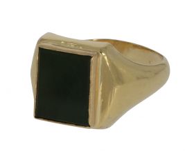 14 karaats gouden heren zegelring Vintage groene steen