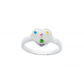 Zilveren kinderring hartvorm - multicolor
