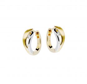 14 karaats bicolor gouden creolen bezet met diamant