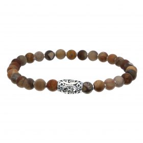 Trendy herenarmband met bewerkte houten kralen
