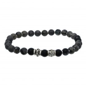 Jaspis kralenarmband met zilveren applicaties