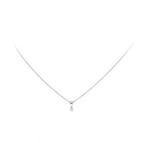 14 karaats witgouden ketting met diamant chaton hanger 0,05ct